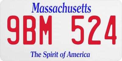 MA license plate 9BM524