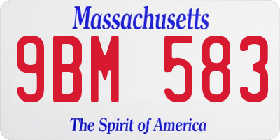 MA license plate 9BM583