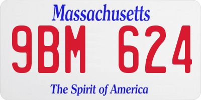 MA license plate 9BM624
