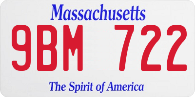 MA license plate 9BM722