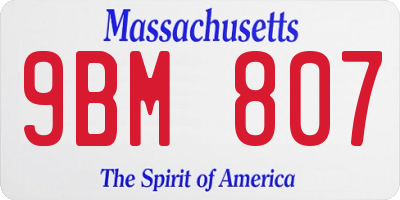 MA license plate 9BM807