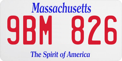 MA license plate 9BM826