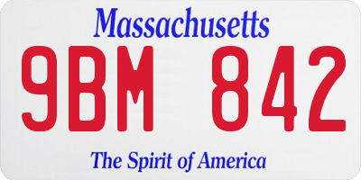 MA license plate 9BM842