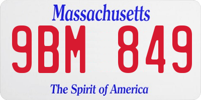 MA license plate 9BM849