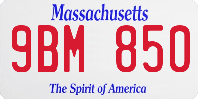 MA license plate 9BM850