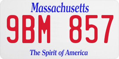 MA license plate 9BM857