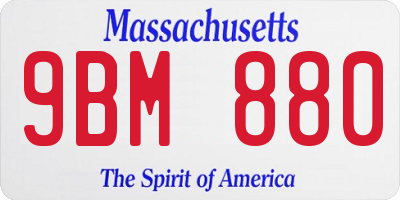 MA license plate 9BM880
