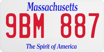 MA license plate 9BM887