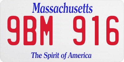 MA license plate 9BM916