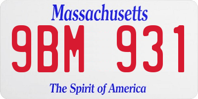 MA license plate 9BM931