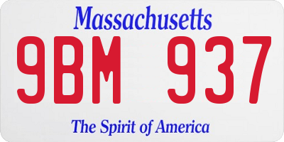 MA license plate 9BM937