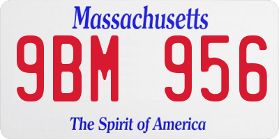 MA license plate 9BM956