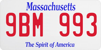 MA license plate 9BM993