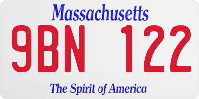 MA license plate 9BN122