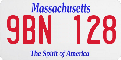MA license plate 9BN128