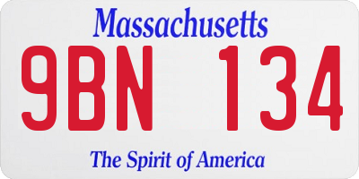 MA license plate 9BN134