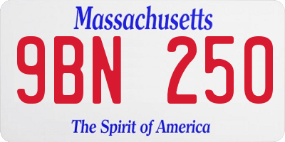 MA license plate 9BN250