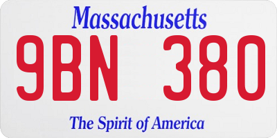 MA license plate 9BN380