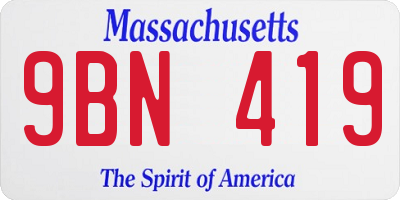 MA license plate 9BN419