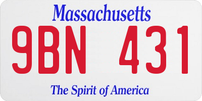 MA license plate 9BN431
