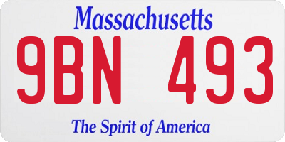 MA license plate 9BN493