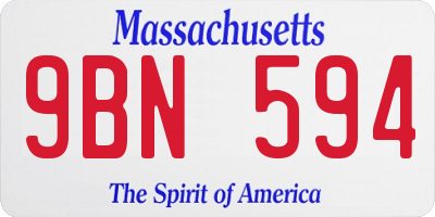 MA license plate 9BN594