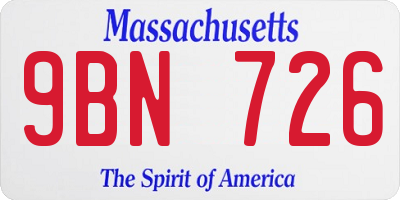 MA license plate 9BN726