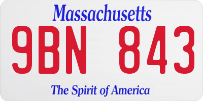 MA license plate 9BN843