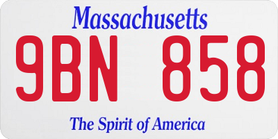 MA license plate 9BN858