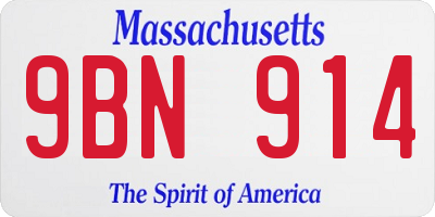 MA license plate 9BN914