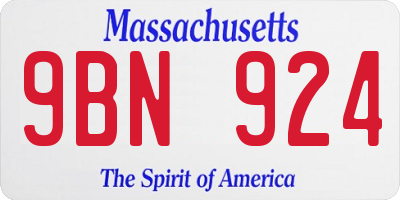 MA license plate 9BN924