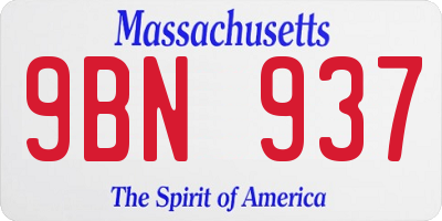 MA license plate 9BN937