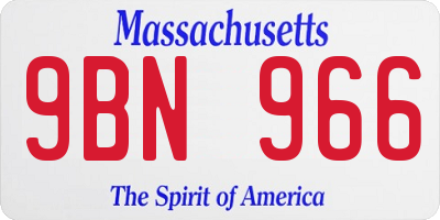 MA license plate 9BN966