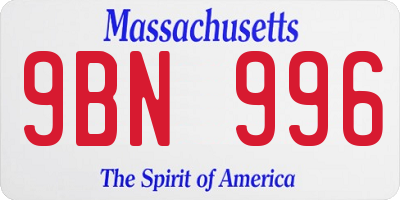 MA license plate 9BN996