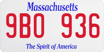 MA license plate 9BO936