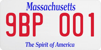 MA license plate 9BP001