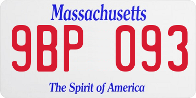 MA license plate 9BP093