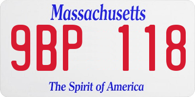 MA license plate 9BP118
