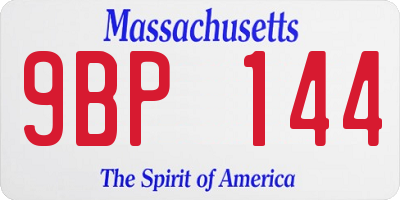 MA license plate 9BP144