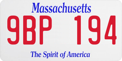 MA license plate 9BP194