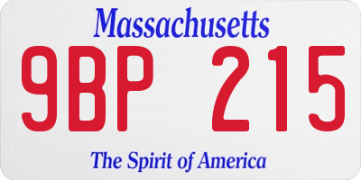 MA license plate 9BP215