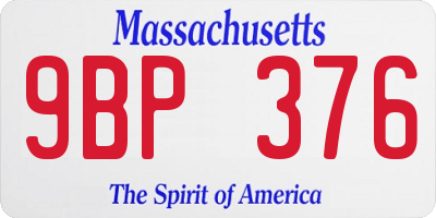 MA license plate 9BP376