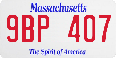 MA license plate 9BP407