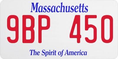 MA license plate 9BP450