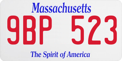 MA license plate 9BP523