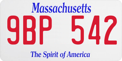 MA license plate 9BP542