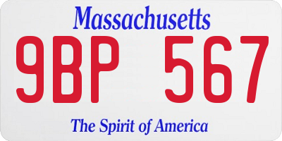 MA license plate 9BP567
