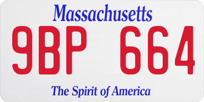 MA license plate 9BP664