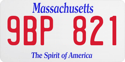 MA license plate 9BP821
