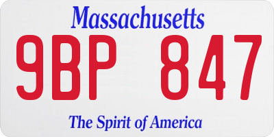 MA license plate 9BP847